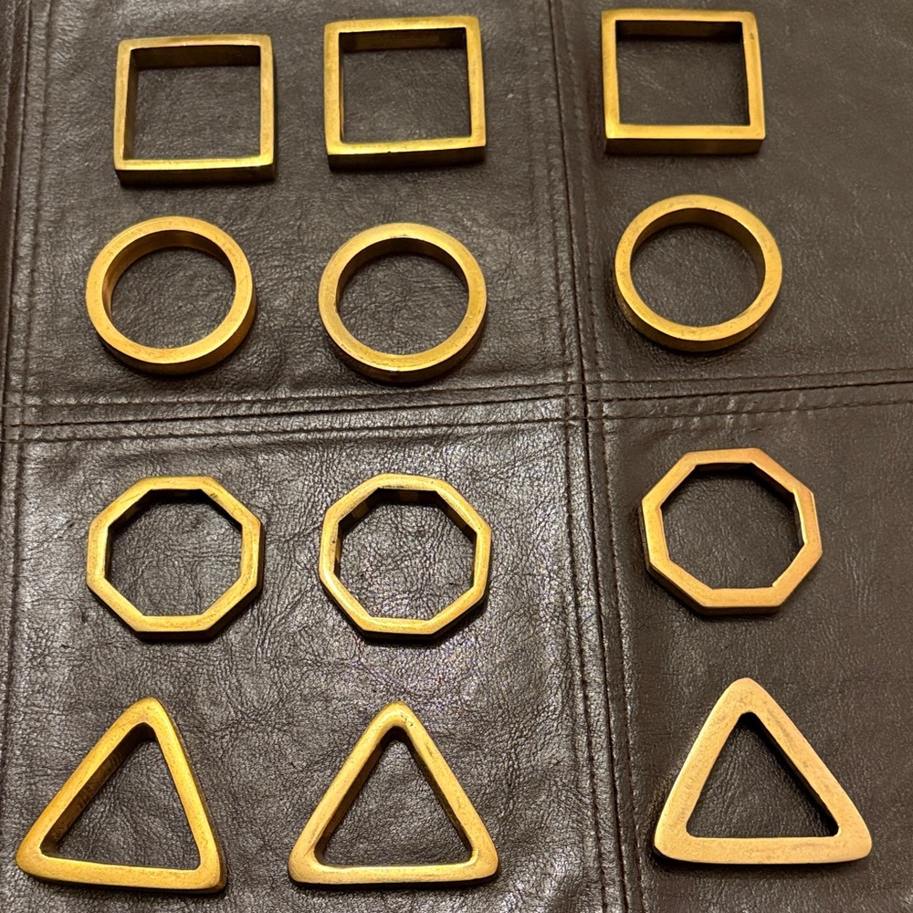 CB2 Gold Geometric Napkin Rings Set